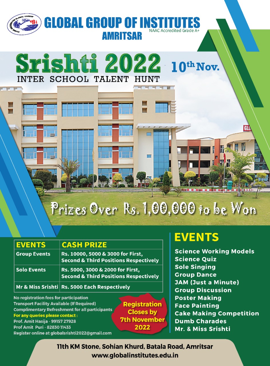 Srishti 2022 - Global Institutes Top & Best Engineering College in ...